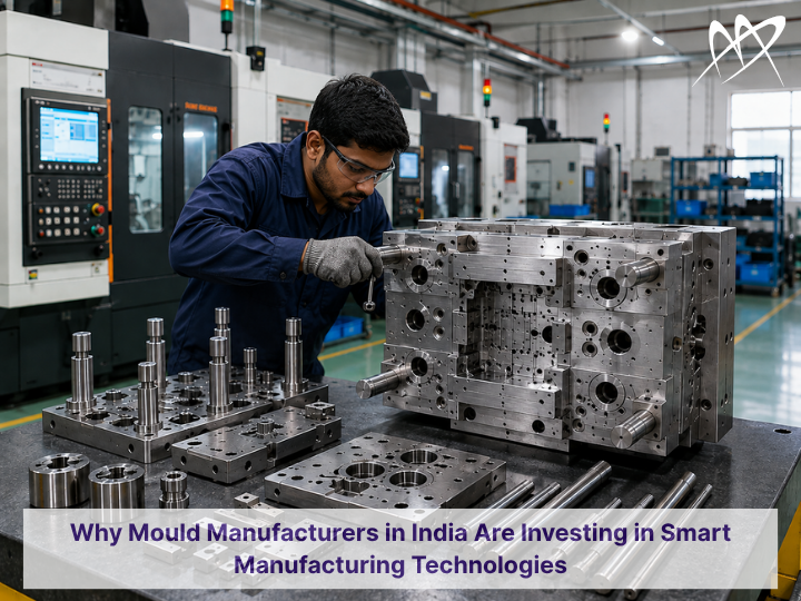Mould manufacturer in India using smart manufacturing technology to inspect precision injection mould components in an advanced CNC machining facility